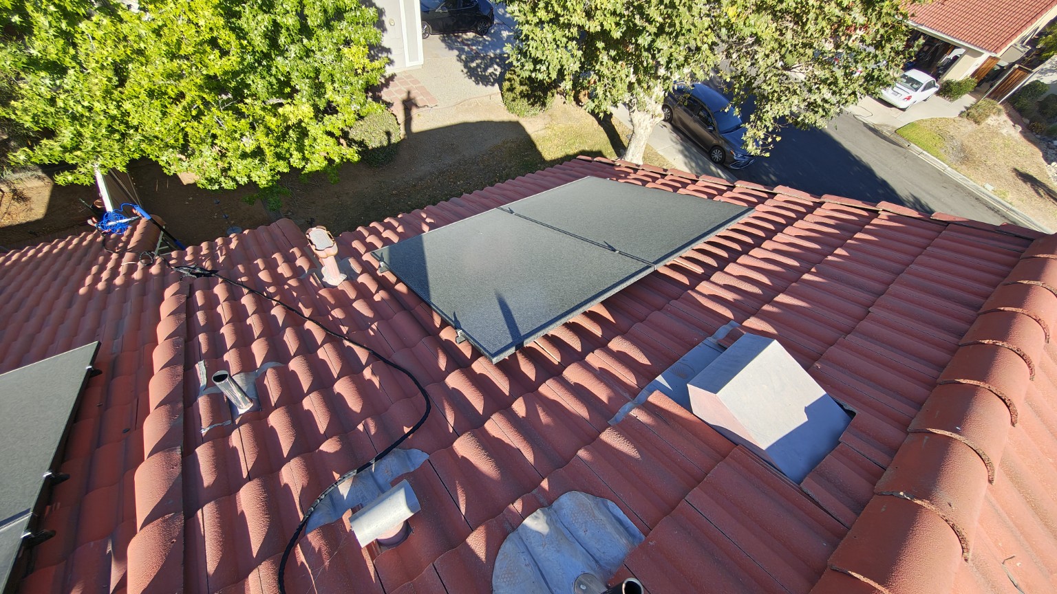 Weathered solar panel surface before washing